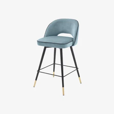 Olivia's Eichholtz Cliff Counter Stool Savona Blue Velvet