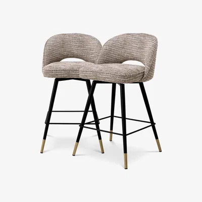 Olivia's Eichholtz Cliff Set of 2 Counter Stools in Mademoiselle Beige
