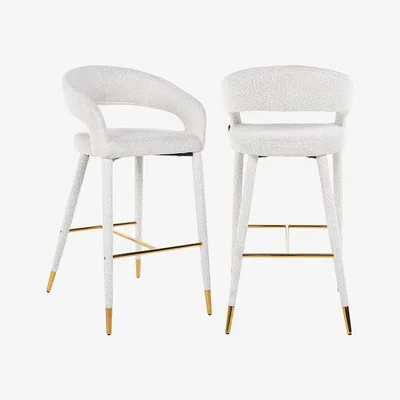 Olivia's Richmond Gia Bar Stool in White Bouclé