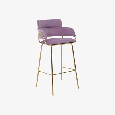 Olivia's Olivia's Tara Bar Chair Low Back And Armrests Pink Velvet Gold Finish