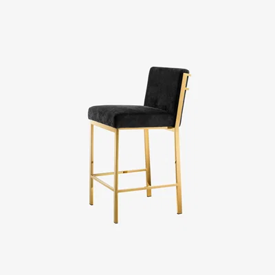 Olivia's Eichholtz Scott Counter Stool Gold Finish with Black Velvet