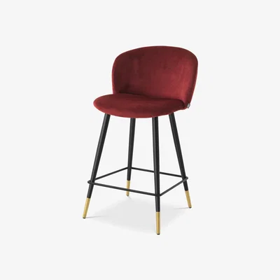 Olivia's Eichholtz Volante Counter Stool in Roche Bordeaux Velvet