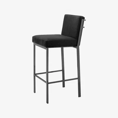 Olivia's Eichholtz Scott Bar Stool in Bronze Finish with Black Velvet