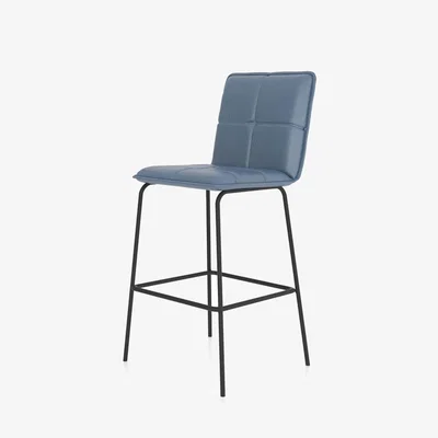 Downtown HND Anzio Black Frame Bar Stool - Blue Seat