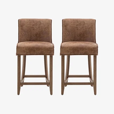Perch and Parrow Ewan Bar Stool in Brown - Set of 2