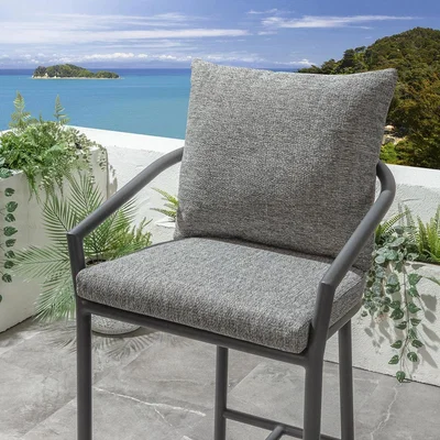 Quatropi Mia Aluminium Outdoor Garden Bar Stool Grey