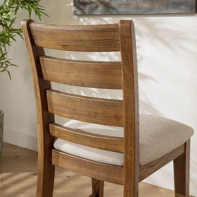 Quatropi Set of 2 Modern Solid Wood Counter Bar Stools with Backs Padded Cream