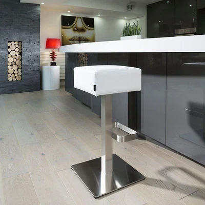 Quatropi Quatropi White Kitchen Breakfast Bar Stool /Seat Brushed Stainless 934