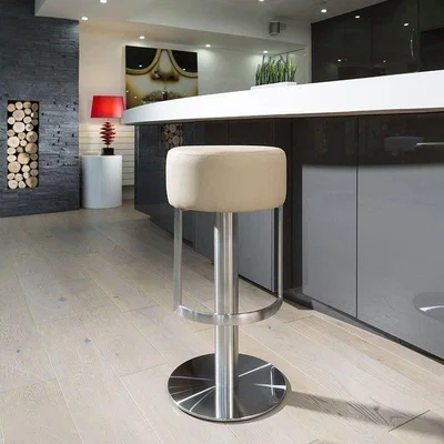 Quatropi Luxury Beige Kitchen Breakfast Bar Stool /Seat Brushed Stainless 931W