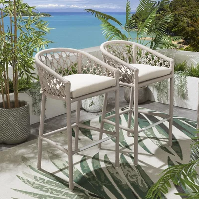 Quatropi Luxury Garden High Bar Stool - Cream Outdoor Aluminium Metal