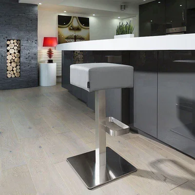 Quatropi Quatropi Medium Grey Kitchen Breakfast Bar Stool /Seat Brushed Stainless
