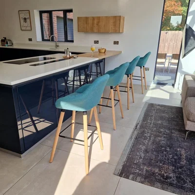 Quatropi Set of 4 Kitchen Counter Island Bar Stools with Backs GreenFabric