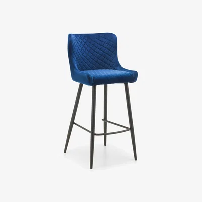 The Range Luxe Velvet Bar Stool - Blue - Blue