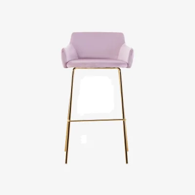 The Range Tamzin Pink Velvet Low Back Bar Chair - Pink
