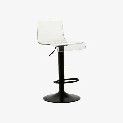 The Range Baina Clear Acrylic Seat Bar Stool with Black Base - White