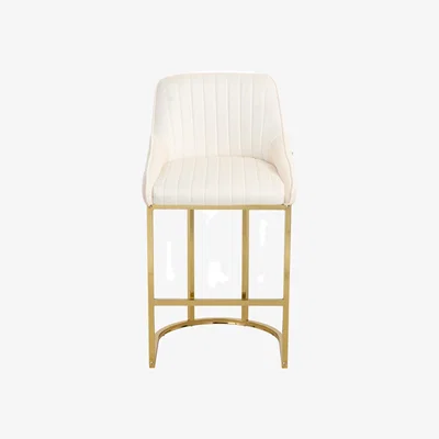 The Range Livingandhome Set of 2 Upholstered Bar Stools - White