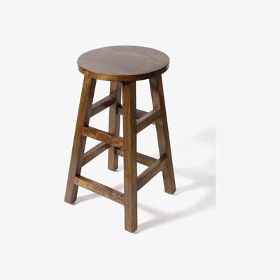 The Range Solid Round Mango Wood Dark Breakfast Bar Stool - brown