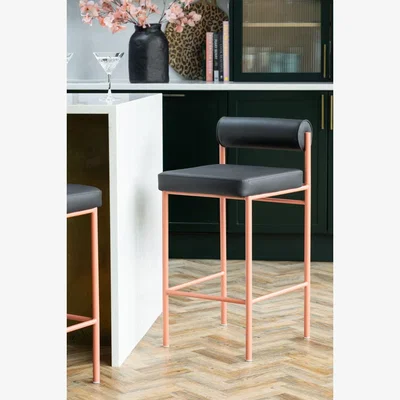 Rockett St George Black and Pink Roll Back Bar Stool