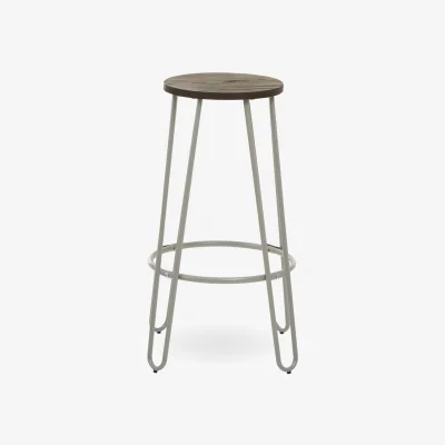 The Range District Grey Finish Metal Frame Bar Stool - Natural