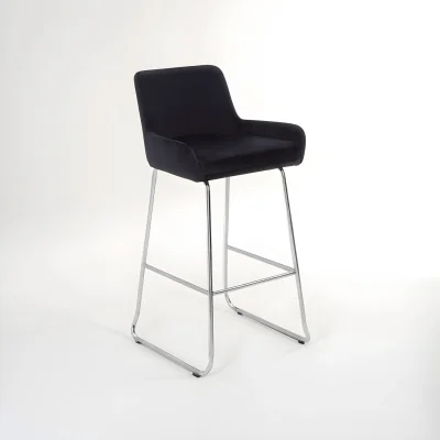 The Range Tamzin Black Velvet Bar Chair With Low Arms - Black