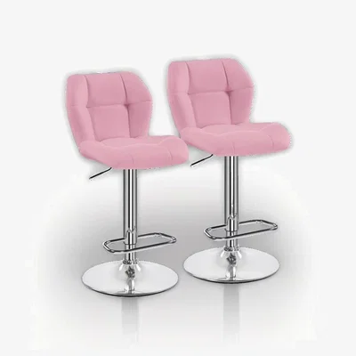 The Range Set of 2 Pink Bar Stools with Steel Frame - Pink