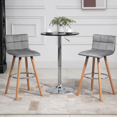 The Range Set of 2 Armless Upholstered Bar Chairs with Wooden Legs - Grey