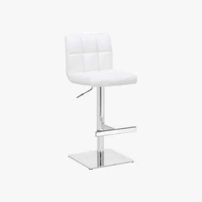 The Range Allegro Deluxe Kitchen Bar Stool, Adjustable Swivel, Chrome Footrest & Weighted Base, White - White