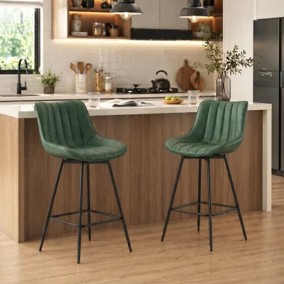 The Range HOMCOM PU Leather Swivel Bar Stools Set of 2 - Dark Green