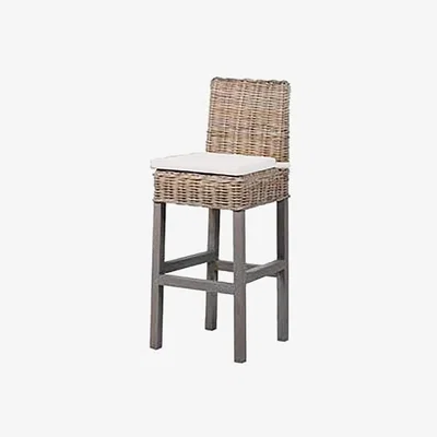 The Range Wicker Bar Stool With Cushion - Wicker