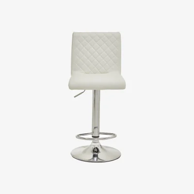 The Range Baina White And Chrome Bar Stool With Round Base - White