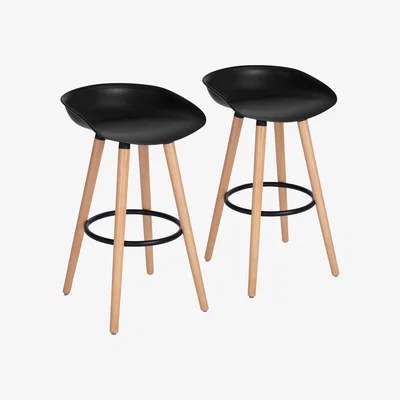 The Range Dearborn Set of 2 Scandinavian Kitchen Counter Barstools - Black