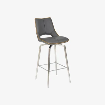 The Range Mako Swivel Leather Effect Graphite Grey Bar Chair - Graphite Grey
