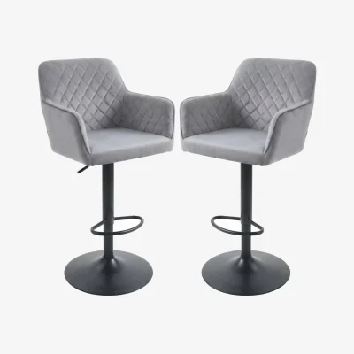The Range Alivio Adjustable Swivel Modern Velvet Bar Stools - Grey