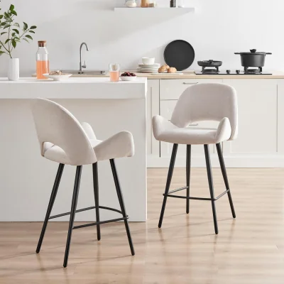 The Range 2x Layla Cream Fabric Bar Chairs - Cream