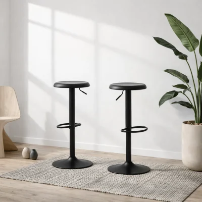The Range Cloverstone Black Swivel Bar Stools Set of 2 - Black