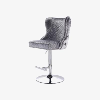 The Range Adjustable Velvet Bar Stool - Grey