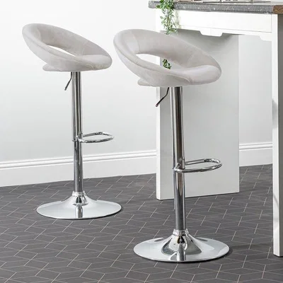 The Range Bar Stool - Seville Champagne Velvet High Bar  Stool Chair - Champagne
