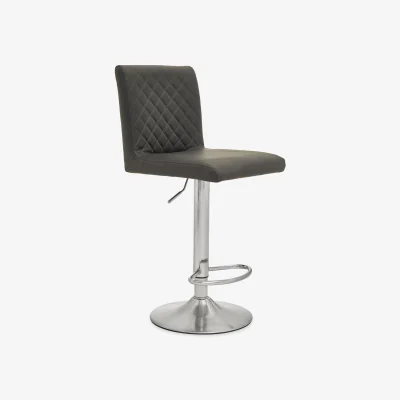The Range Baina Dark Grey Chrome Bar Stool With Round Base - Grey