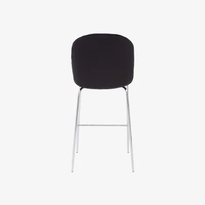 The Range Tamzin Black Velvet Chrome Finish Bar Chair - Black