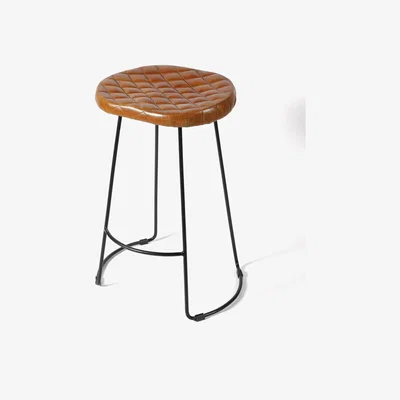 The Range Genuine Tan Brown Leather Top Bar Kitchen Stool - Brown