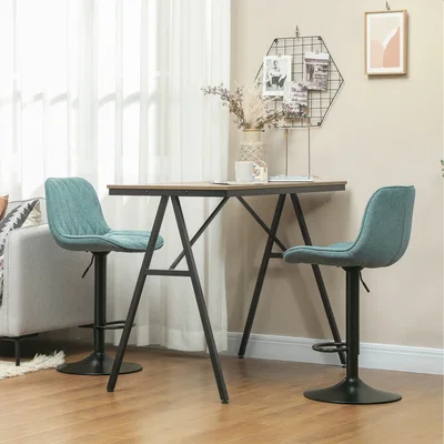 The Range HOMCOM Bar Stools Set of 2 with Adjustable Height  - Blue