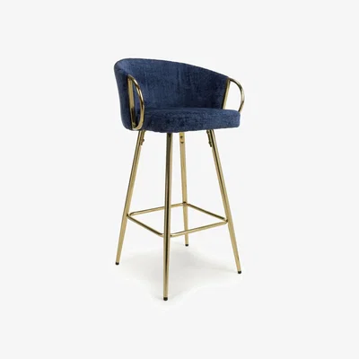 The Range Volero Linen Effect Bar Stool - Blue