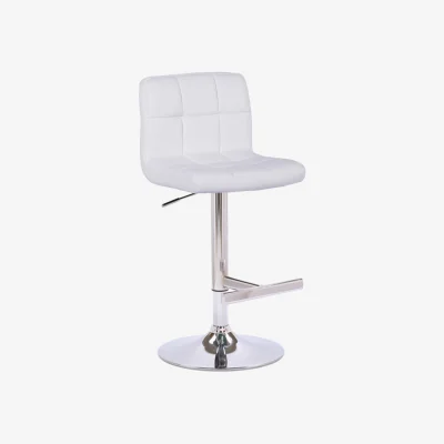 The Range Lamboro Allegro Signature Real Leather Adjustable Swivel Bar Stool - Chrome Square Base - White