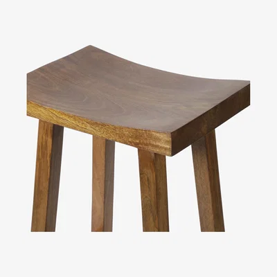 The Range Solid Rectangle Mango Wood Breakfast Bar Stool - Brown