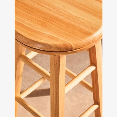 The Range Chester Natural Hevea Wood Revolving Bar Stool - Natural