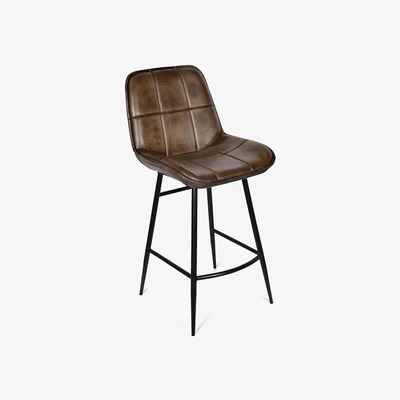 The Range Genuine Leather Bar Stool With Back Rest - Old English