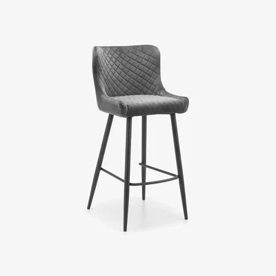 The Range Luxe Velvet Bar Stool - Grey - Grey