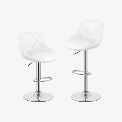 The Range 2 Sets of Height-Adjustable Bar Stool With Backrest And Footrest - White