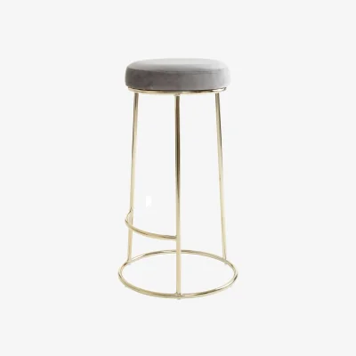 The Range Manhattan Grey Velvet Tall Bar Stool - Grey