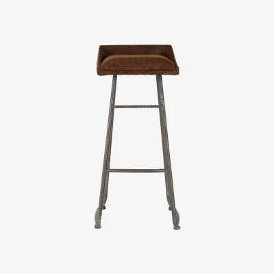 The Range New Foundry Brown Leather Effect Bar Stool - Brown